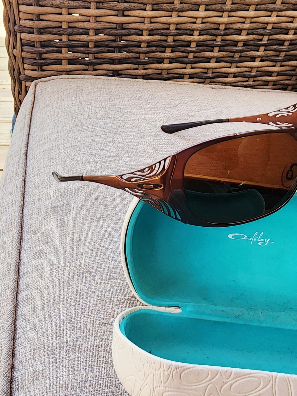 Oakley Brown Patterned Sunglasses with Amber Lenses